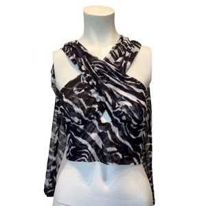 Cutout Shoulders Naked Wardrobe Black White Zebra Mesh NWT Romantic Datenight